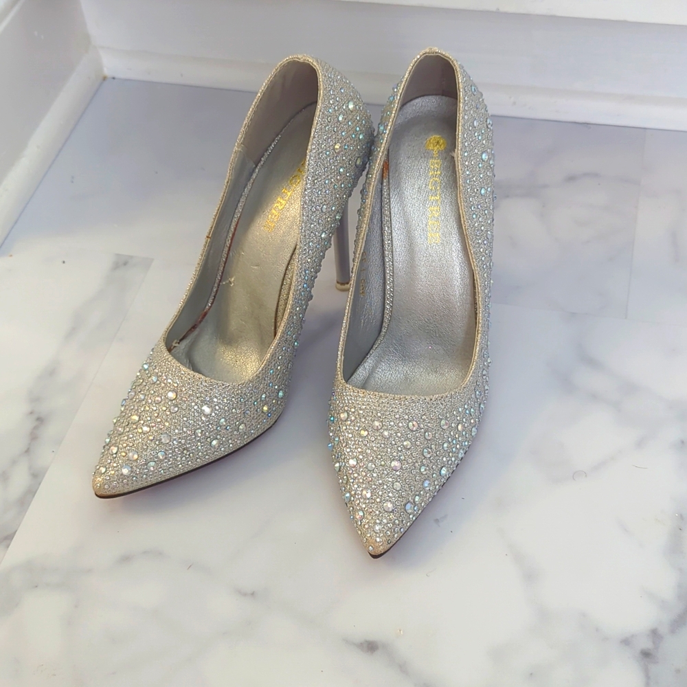 Sparkly Embellished Silver Heels